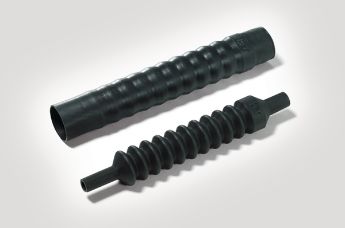 Tubo termorretráctil con revestimiento adhesivo y conexión de labio adaptador para adaptadores circulares ranurados