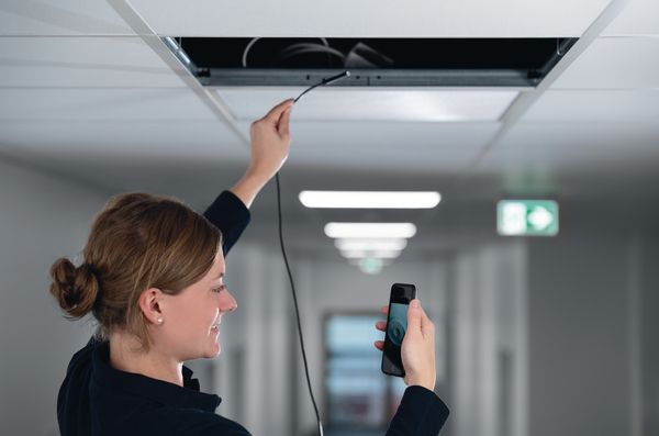 cámara de inspección visual para falsos techos y conductos huecos