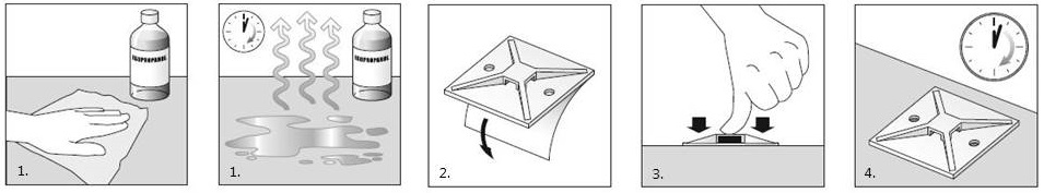 Instrucciones de uso de los sujetacables adhesivos