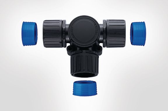 HelaGuard HGL-T, T-Conector con conductos sellados.