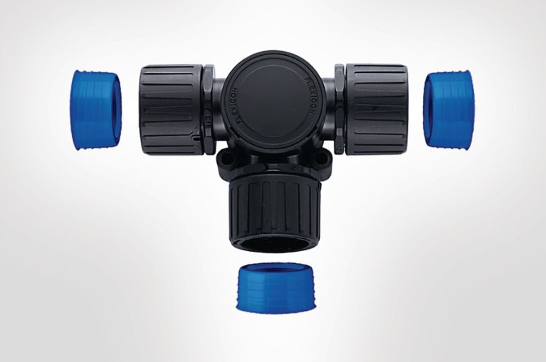 HelaGuard HGL-T, T-Conector con conductos sellados.