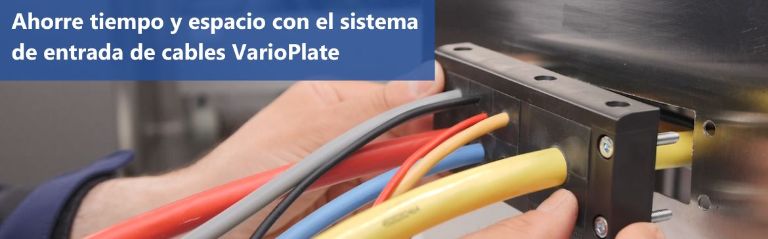 El sistema de entrada de cables VarioPlate se utiliza para enrutar y sellar cables de diferentes tamaños.