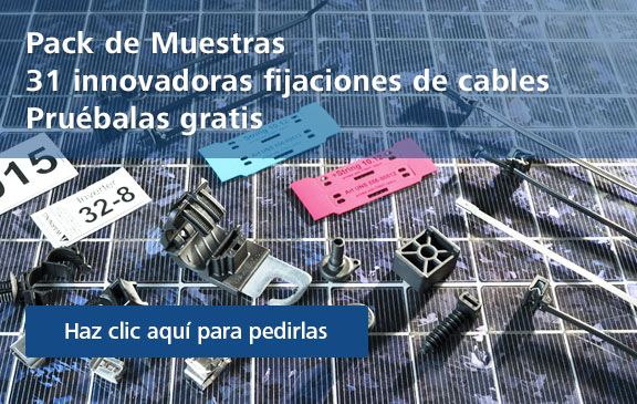 Sujeciones y bridas selectas de HellermannTyton disponibles en el pack de muestras para instalaciones solares