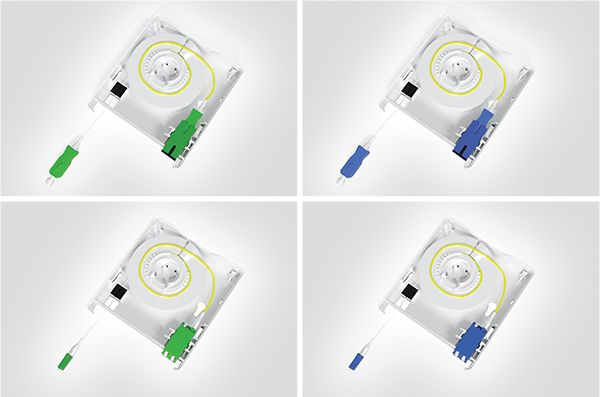 Cuatro versiones diferentes: adaptadores SC/PC, SC/APC, LC/PC, LC/APC